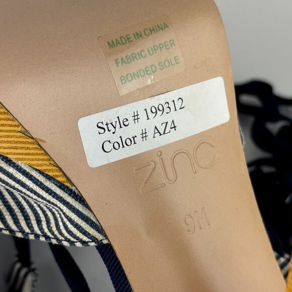 Zinc Navy Stripe Bow Platform Sandals, Size 9M. Never worn - Picture 11 of 14